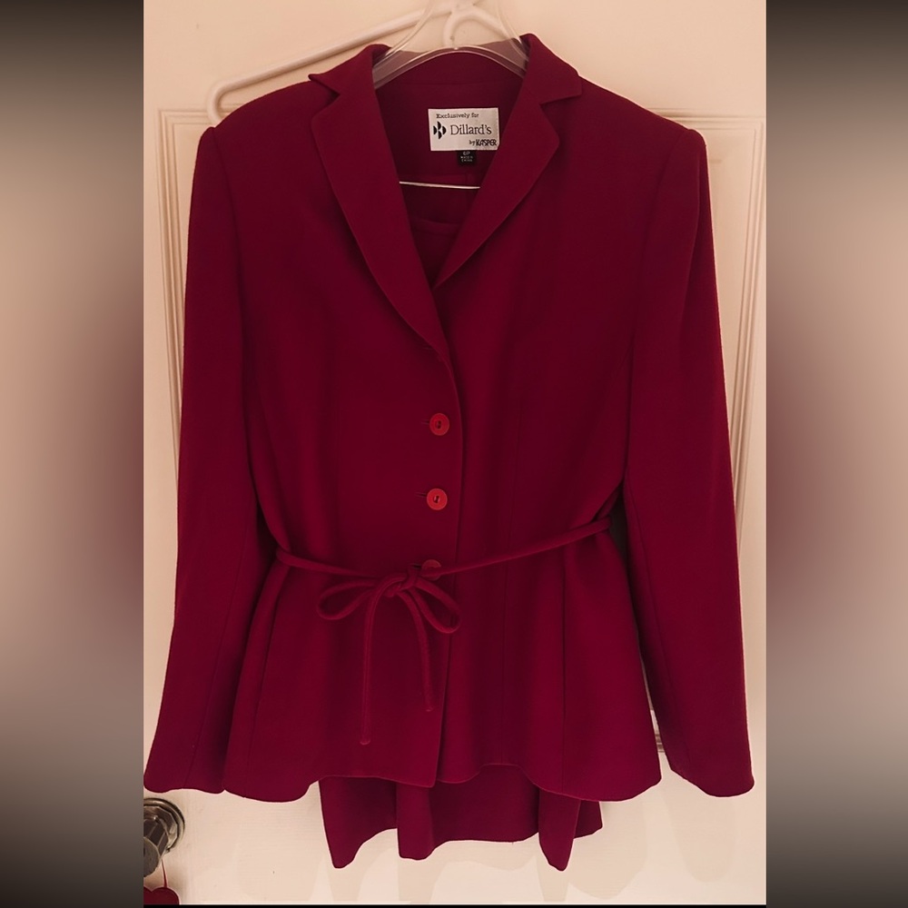 Dillard's by Kasper Deep Reddish-Fuchsia Suit w/belt and Skirt